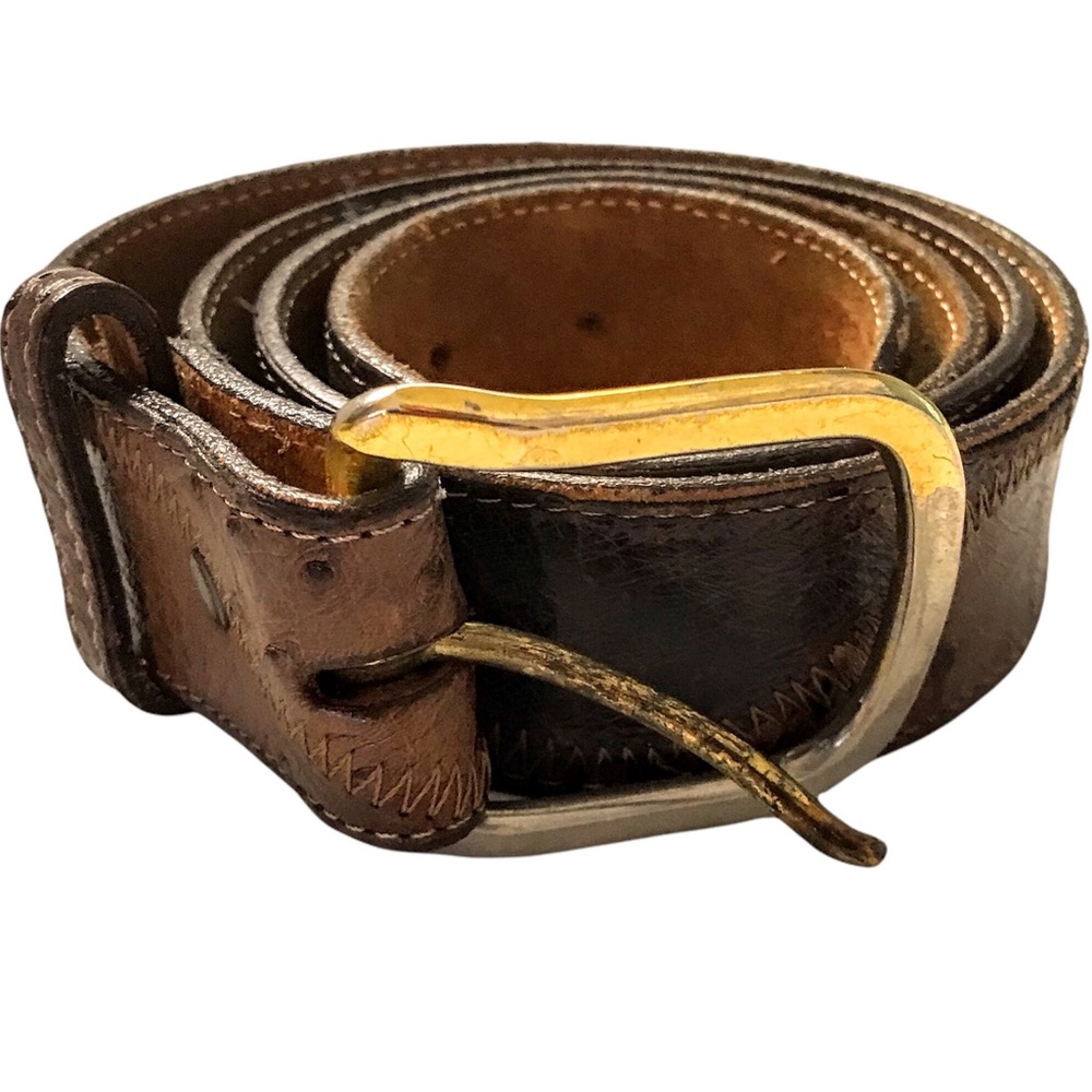 Nocona Belt Distressed Patchwork Brown Leather Si… - image 3